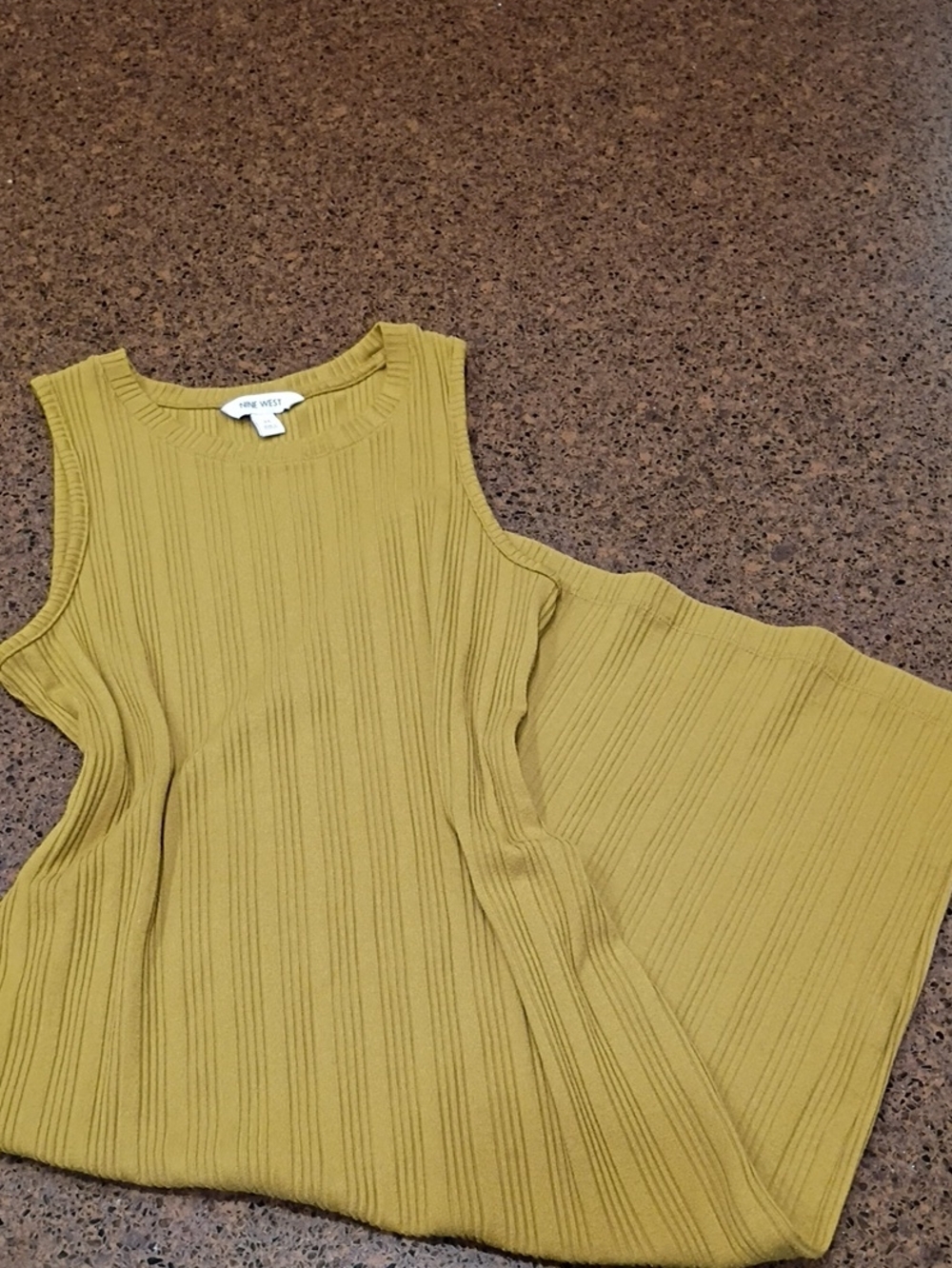 Nine West Ribbed Sleeveless Tank Maxi Dress in Mustard Yellow